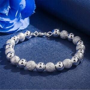 925 Sterling Silver 6mm Pearl Ball Bracelet Women's Valentine's Birthday Gift